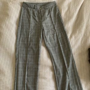Plaid zipper trouser pant